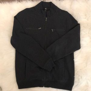 Calvin Klein full zip shirt. Color is dark gray.